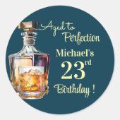 Aged to Perfection Men 23rd Whiskey Birthday Ronde Sticker (Voorkant)