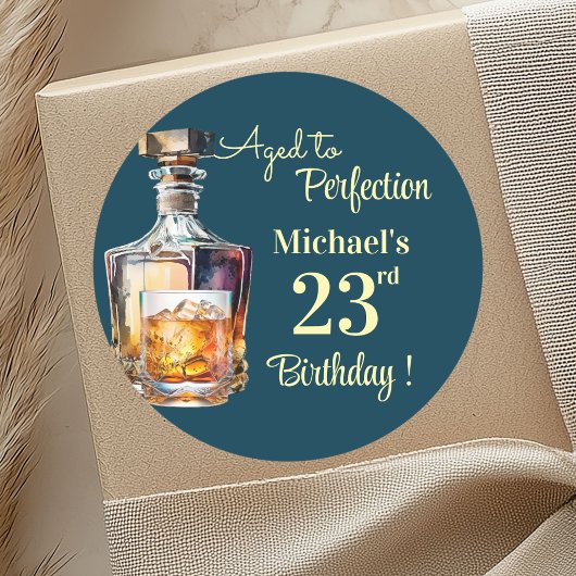 Aged to Perfection Men 23rd Whiskey Birthday Ronde Sticker