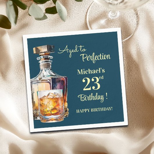 Aged to Perfection Men 23rd Whiskey Birthday Servet