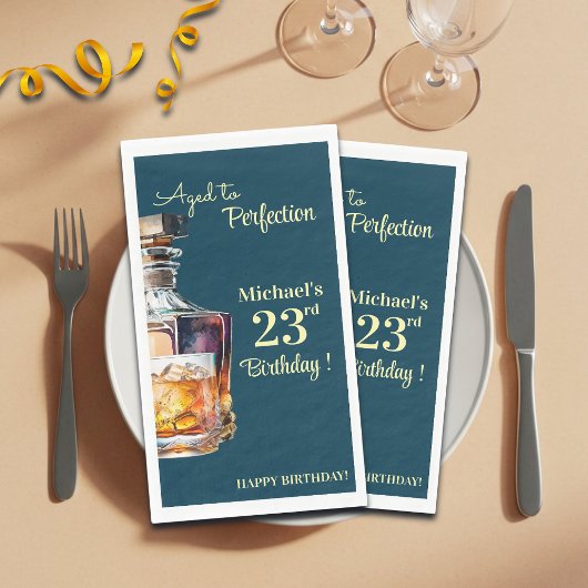 Aged to Perfection Men 23rd Whiskey Birthday Servet