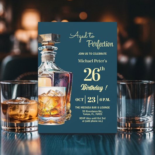 Aged to Perfection Men 26th Whiskey Birthday  Kaart