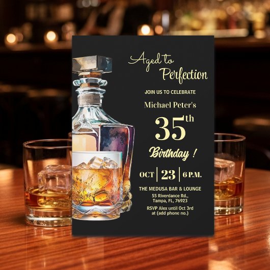 Aged to Perfection Men 35th Whiskey Birthday  Kaart