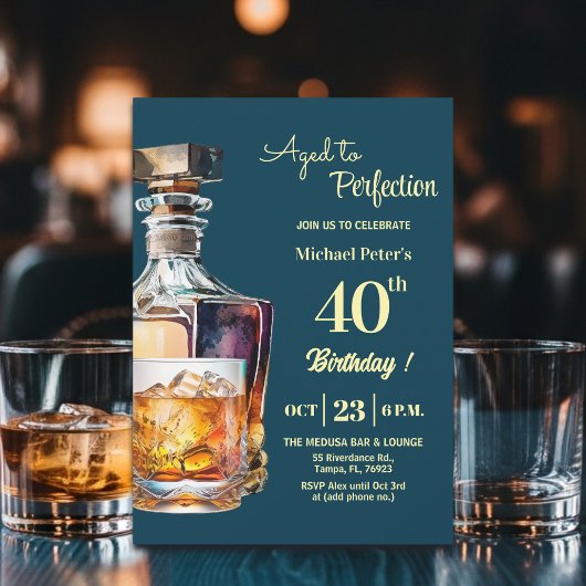 Aged to Perfection Men 40th Whiskey Birthday  Kaart