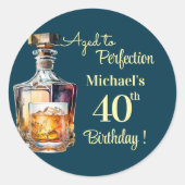 Aged to Perfection Men 40th Whiskey Birthday Ronde Sticker (Voorkant)