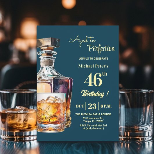 Aged to Perfection Men 46th Whiskey Birthday  Kaart