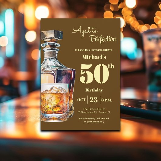 Aged to Perfection Men 50th Whiskey Birthday  Kaart