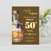 Aged to Perfection Men 50th Whiskey Birthday  Kaart (Staand voorkant)