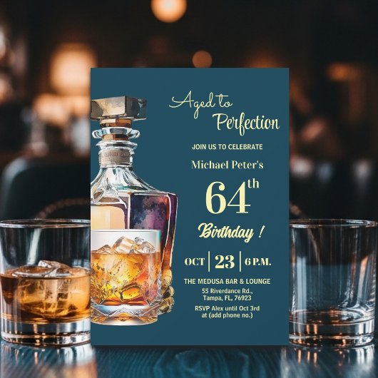 Aged to Perfection Men 64th Whiskey Birthday  Kaart