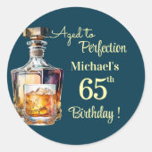 Aged to Perfection Men 65th Whiskey Birthday Ronde Sticker (Voorkant)
