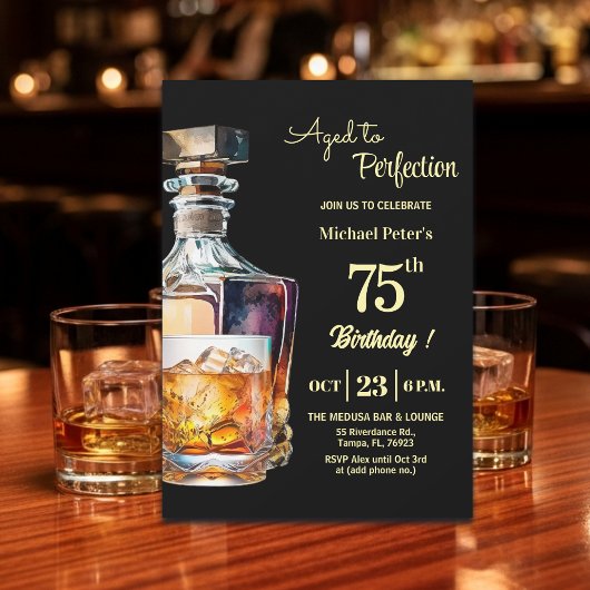 Aged to Perfection Men 75th Whiskey Birthday Kaart