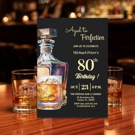 Aged to Perfection Men 80th Whiskey Birthday  Kaart