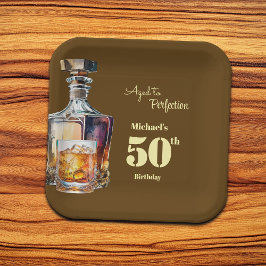 Aged to Perfection Men's 50th Whiskey Birthday  Papieren Bordje
