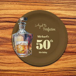 Aged to Perfection Men's 50th Whiskey Birthday  Papieren Bordje