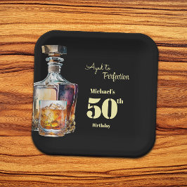 Aged to Perfection Men's 50th Whiskey Birthday  Papieren Bordje
