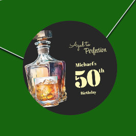 Aged to Perfection Men's 50th Whiskey Birthday  Ronde Sticker
