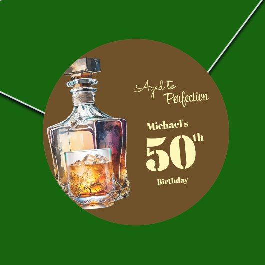 Aged to Perfection Men's 50th Whiskey Birthday  Ronde Sticker