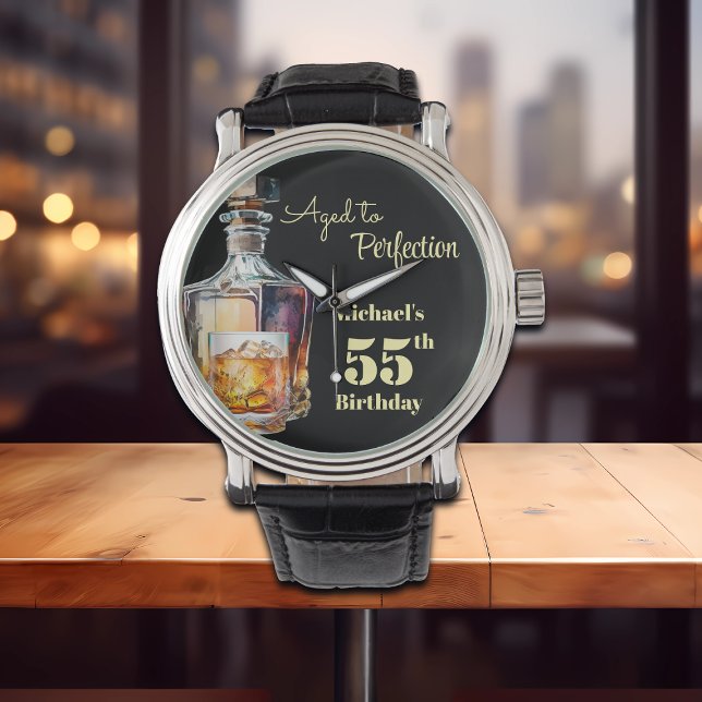 Aged to Perfection Men's 55th Whiskey Birthday  Horloge (Creator heeft geüpload)
