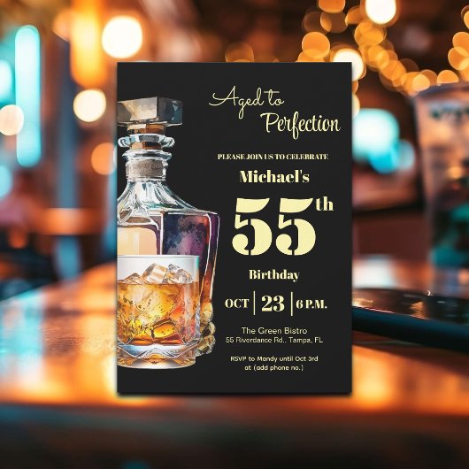 Aged to Perfection Men's 55th Whiskey Birthday  Kaart
