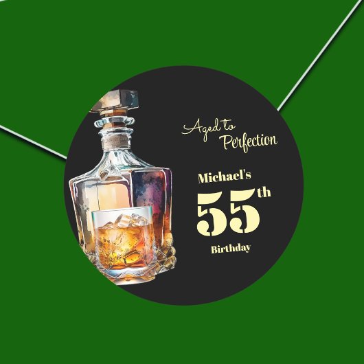 Aged to Perfection Men's 55th Whiskey Birthday  Ronde Sticker