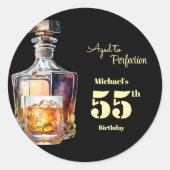 Aged to Perfection Men's 55th Whiskey Birthday  Ronde Sticker (Voorkant)