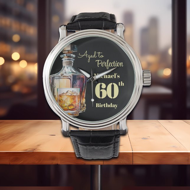 Aged to Perfection Men's 60th Whiskey Birthday  Horloge (Creator heeft geüpload)