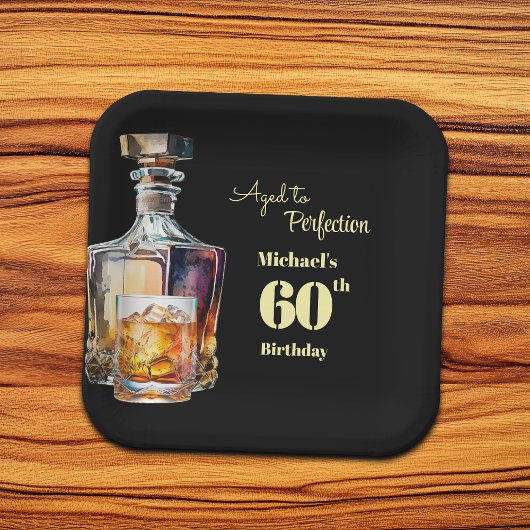 Aged to Perfection Men's 60th Whiskey Birthday Papieren Bordje