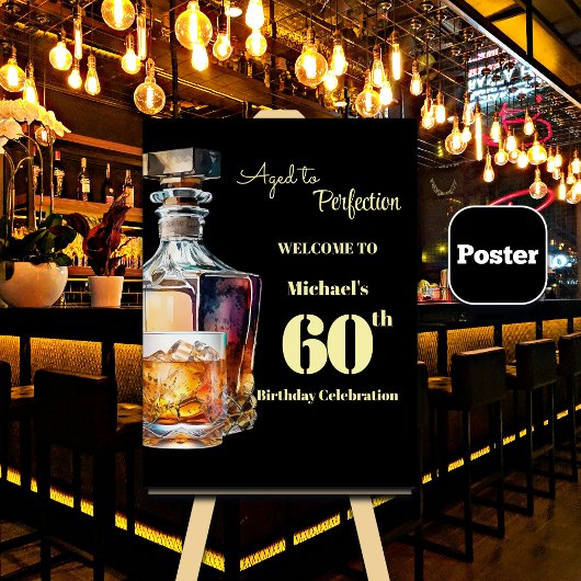 Aged to Perfection Men's 60th Whiskey Birthday Poster