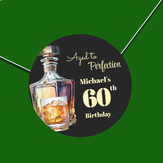 Aged to Perfection Men's 60th Whiskey Birthday  Ronde Sticker