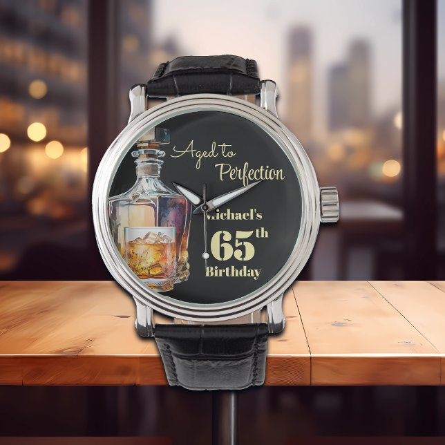 Aged to Perfection Men's 65th Whiskey Birthday  Horloge (Creator heeft geüpload)
