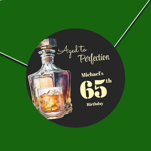 Aged to Perfection Men's 65th Whiskey Birthday  Ronde Sticker