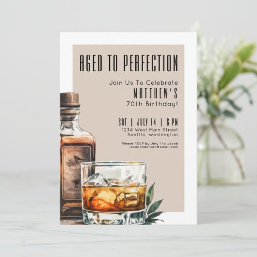 Aged To Perfection Men's 70th Birthday Party Kaart (Staand voorkant)