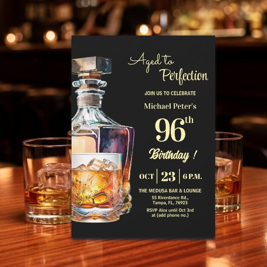 Aged to Perfection Men's 96th Whiskey Birthday  Kaart