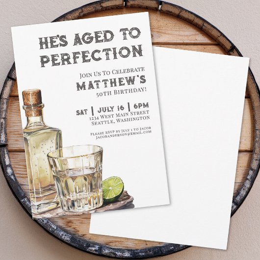 Aged To Perfection Men's Birthday Party Kaart