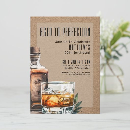 Aged To Perfection Men's Birthday Party Kaart (Staand voorkant)