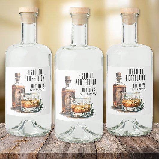 Aged To Perfection Men's Birthday Whiskey Likeurfles Etiket