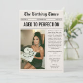 Aged To Perfection Photo Newspaper Birthday Kaart (Staand voorkant)