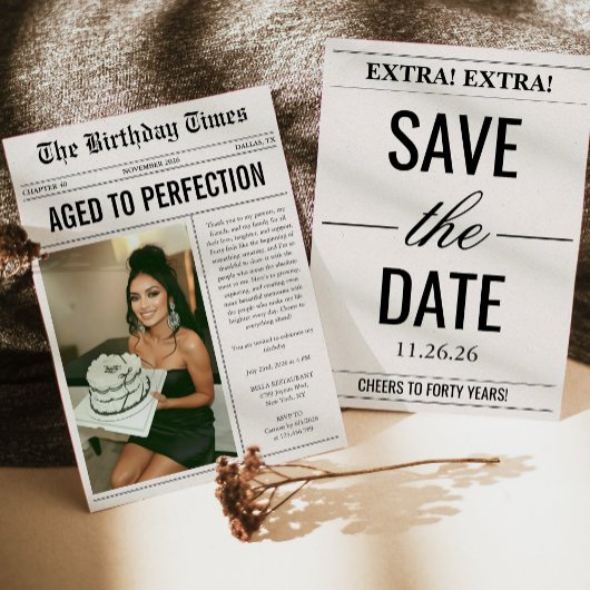 Aged To Perfection Photo Newspaper Birthday Kaart
