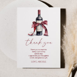 Aged To Perfection Red Wine Bow Birthday Party Bedankkaart