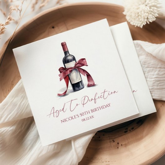 Aged To Perfection Red Wine Bow Birthday Party Servet