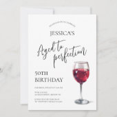 Aged to Perfection Script Wine 50th Birthday Party Kaart (Voorkant)