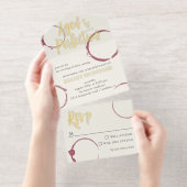 Aged to Perfection Stains Wine Tasting Party Gold All In One Uitnodiging (Uittrekbaar)