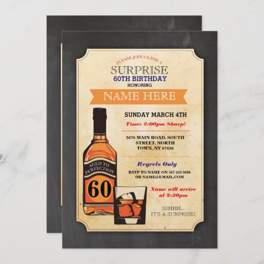 Aged to Perfection Verjaardag Cheers Whisky Uitnod Kaart (Voorkant / Achterkant)