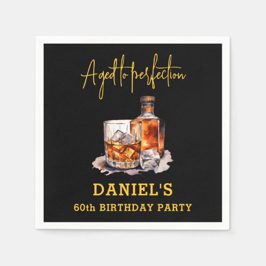 Aged to Perfection Whiskey 60th Birthday Servet (Voorkant)