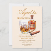 Aged to Perfection Whiskey Adult Birthday Party Kaart (Voorkant)