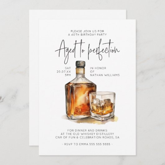 Aged to Perfection Whiskey Man Verjaardag Kaart (Voorkant / Achterkant)