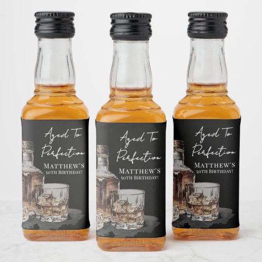 Aged To Perfection Whiskey Men's Birthday Party Likeurfles Etiket (Flessen)