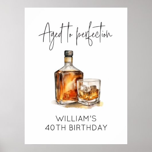 Aged to Perfection Whiskey Verjaardag Poster Custo (Voorkant)