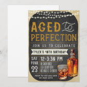 Aged to Perfection Whiskey Verjaardag Uitnodiging (Voorkant / Achterkant)