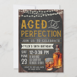 Aged to Perfection Whiskey Verjaardag Uitnodiging
