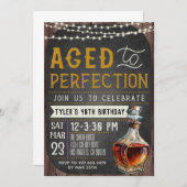 Aged to Perfection Whiskey Verjaardag Uitnodiging (Voorkant / Achterkant)